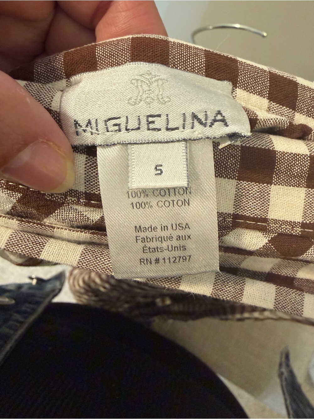 Miguelina Brown & Cream Gingham A-Line Wrap Skirt - Picture 5 of 6